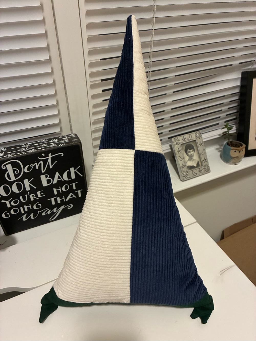 Room Essentials Navy and Cream Triangle Corduroy Accent Pillow